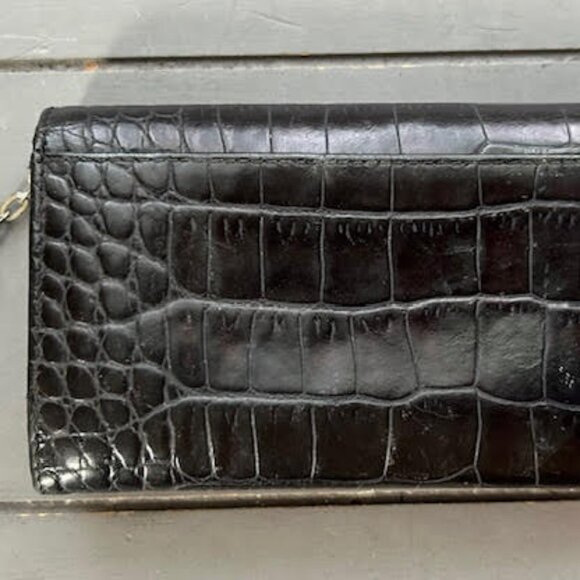 Vintage Ralph Lauren Black Croc Wallet Coin Purse Silver Clasp Key Ring - Picture 6 of 6